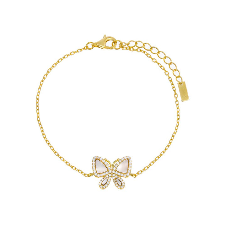 Gold Pavé Gemstone Butterfly Bracelet - Adina Eden's Jewels
