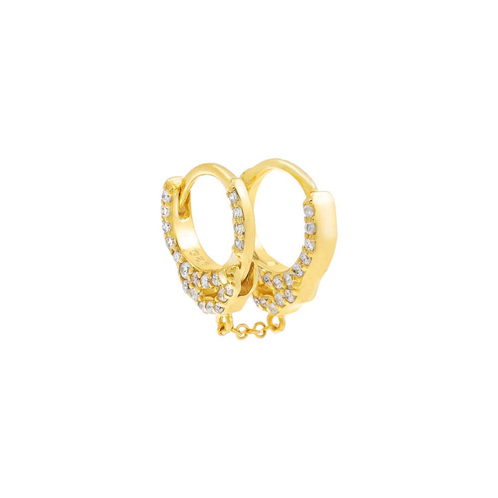 Gold Pavé Handcuff Huggie Earring - Adina Eden's Jewels