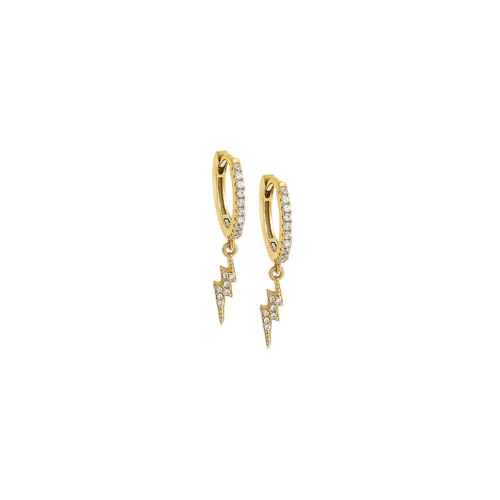 Gold / Pair Pavé Dangling Lightning Huggie Earring - Adina Eden's Jewels