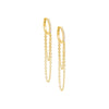 Gold Pavé Long Chain Huggie Earring - Adina Eden's Jewels
