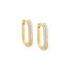 Gold / Pair Rounded Pavé Oval Huggie Earring - Adina Eden's Jewels