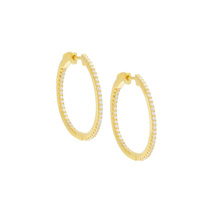 Gold / 24 MM Pavé Round Hoop Earring - Adina Eden's Jewels