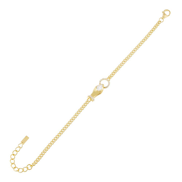 Gold Pavé Snake Interlocked Chain Bracelet - Adina Eden's Jewels