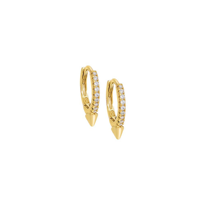 Gold / Pair Dagger Pavé Huggie Earring - Adina Eden's Jewels