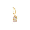 Gold / Single Dangling Pavé Starburst Dog Tag Huggie Earring - Adina Eden's Jewels