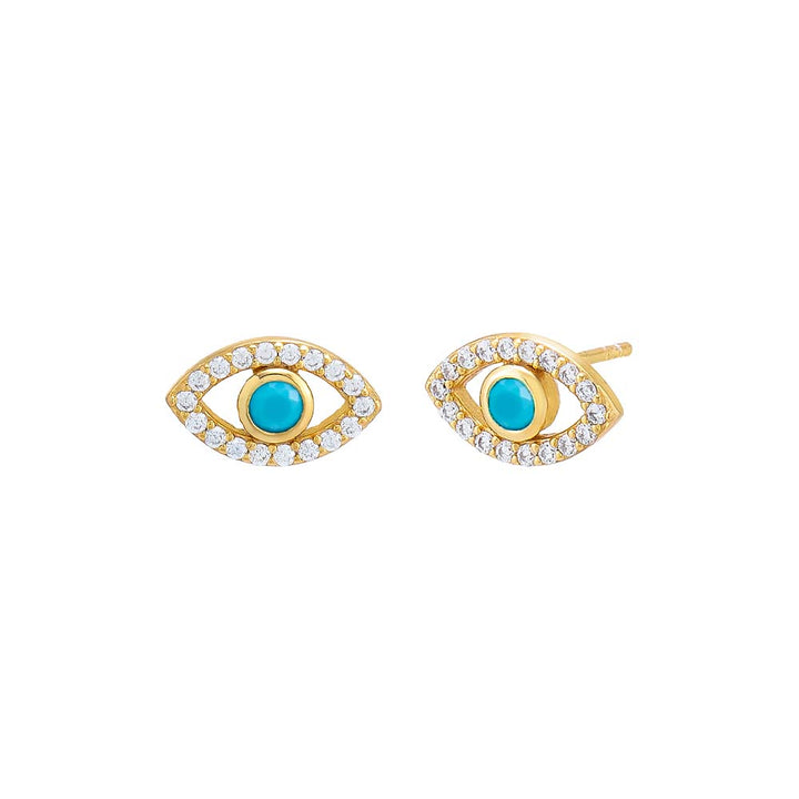 Turquoise / Pair Colored Cutout Evil Eye Stud Earring - Adina Eden's Jewels