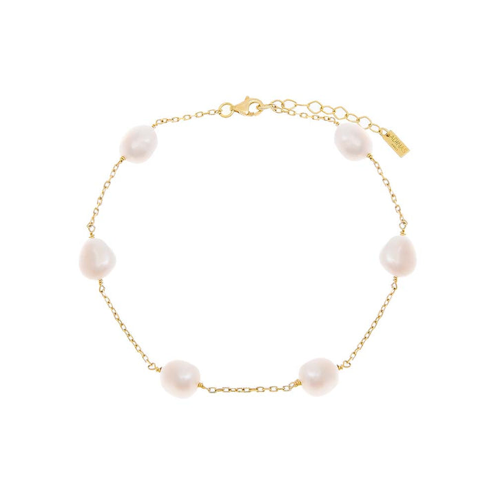 Pearl White Large Pearl Chain Anklet - Adina Eden's Jewels