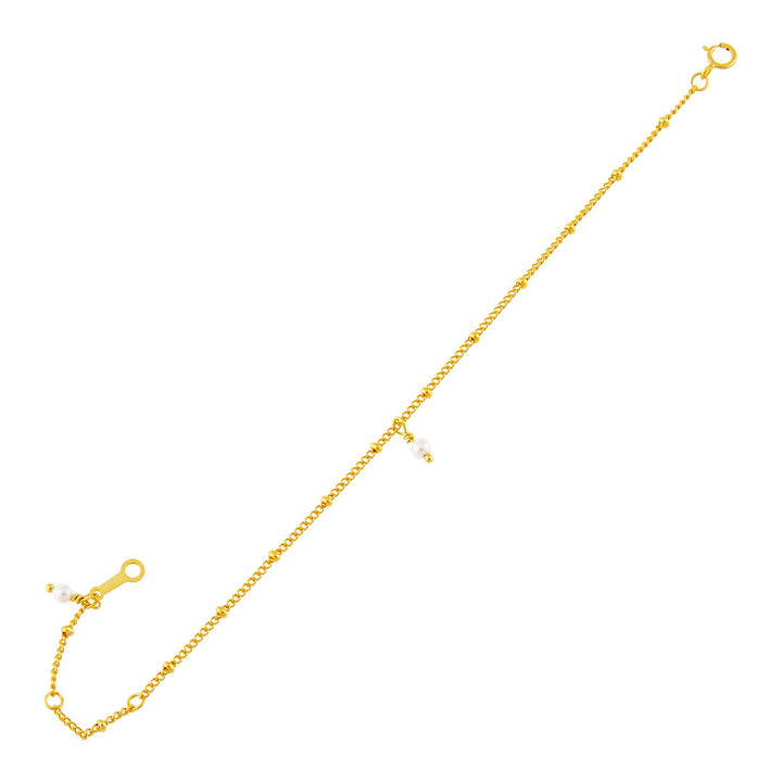 Gold Pearl Charm X Ball Chain Bracelet - Adina Eden's Jewels