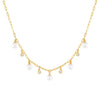 Pearl White CZ Bezel X Pearl Link Necklace - Adina Eden's Jewels