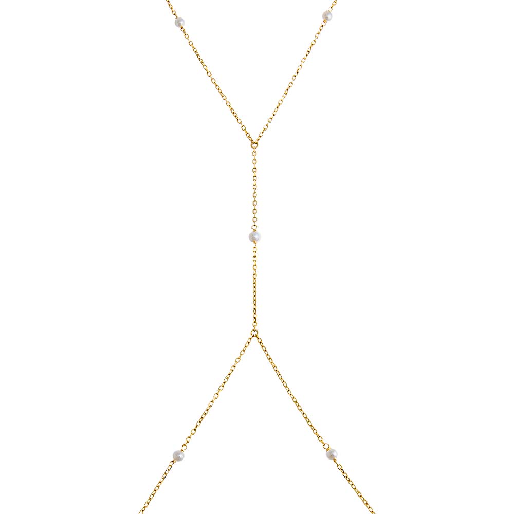 Gold Pearl X CZ Body Chain - Adina Eden's Jewels