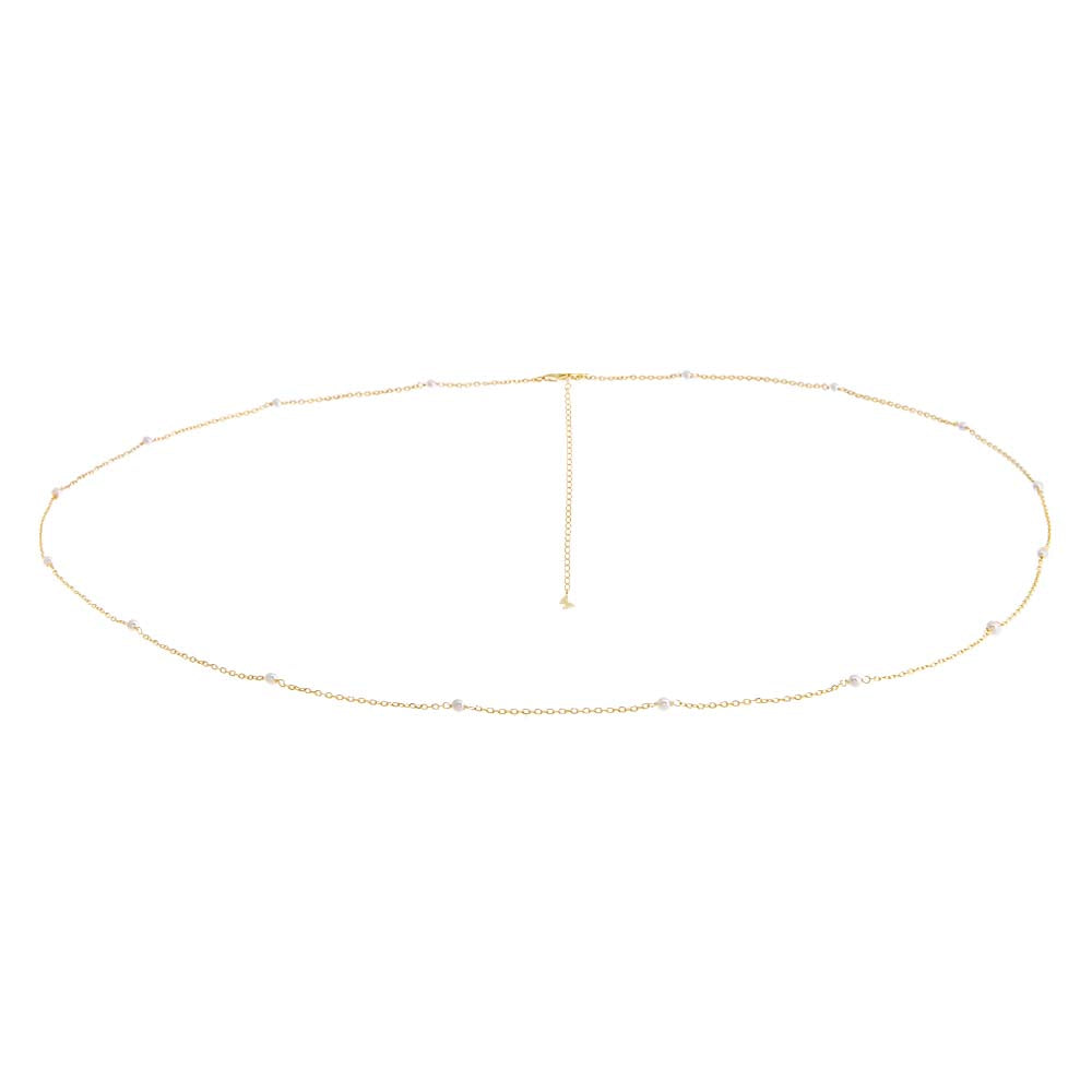  Pearl X CZ Belly Chain - Adina Eden's Jewels