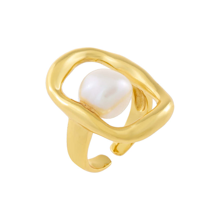 Pearl White Open Pearl Adjustable Ring - Adina Eden's Jewels