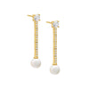 Gold Thin Pave Pearl Drop Stud Earring - Adina Eden's Jewels
