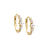 Pearl White / Pair Mini Pearl & CZ Huggie Earring - Adina Eden's Jewels
