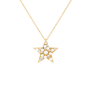 Pearl White CZ Pearl Star Necklace - Adina Eden's Jewels