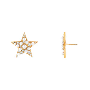 Pearl White CZ Pearl Star Stud Earring - Adina Eden's Jewels