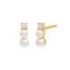 Pearl White CZ Double Pearl Stud Earring - Adina Eden's Jewels