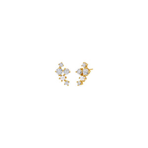 Pearl White / Pair Cluster CZ X Pearl Stud Earring - Adina Eden's Jewels
