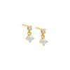 Pearl White / Pair Tiny CZ X Pearl Shaker Stud Earring - Adina Eden's Jewels