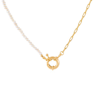 Pearl White Pearl X Link Toggle Necklace - Adina Eden's Jewels