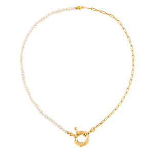  Pearl X Link Toggle Necklace - Adina Eden's Jewels