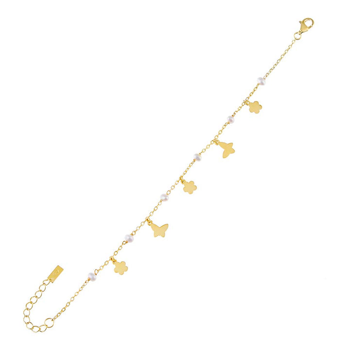 Gold Charm x Pearl Bracelet - Adina Eden's Jewels