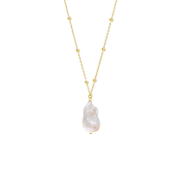 Gold Baroque Pearl Ball Chain Necklace - Adina Eden's Jewels