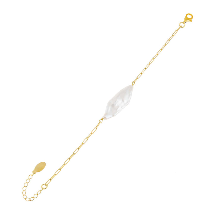 Pearl White Baroque Pearl Link Bracelet - Adina Eden's Jewels