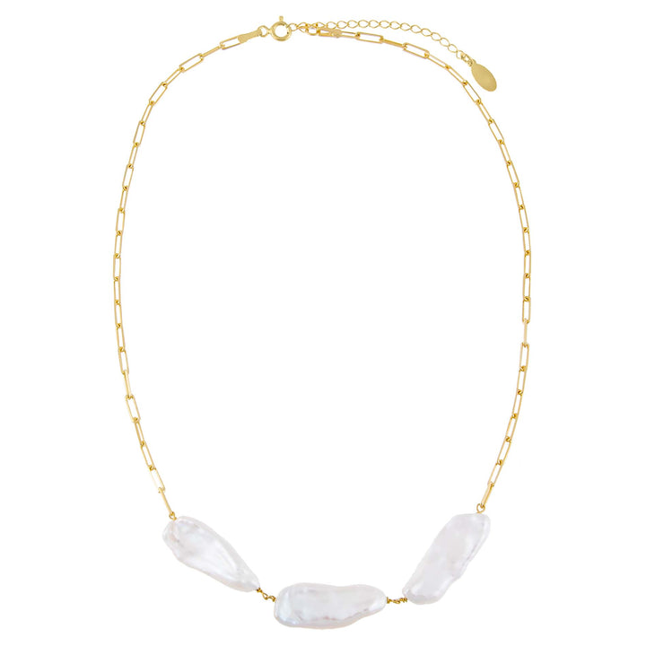  Baroque Pearls Link Necklace - Adina Eden's Jewels