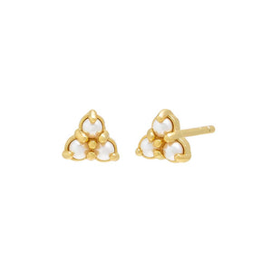 Gold / Pair Pearl Trio Cluster Stud Earring - Adina Eden's Jewels