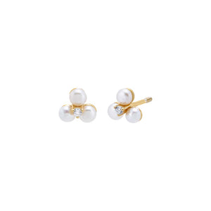 Pearl White / Pair Pearl Trio Cluster Stud Earring - Adina Eden's Jewels