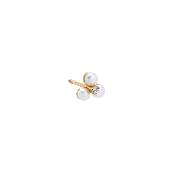 Pearl White / Single Pearl Trio Cluster Stud Earring - Adina Eden's Jewels