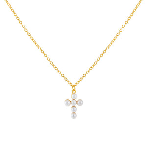 Pearl White Pearl Cross Necklace - Adina Eden's Jewels