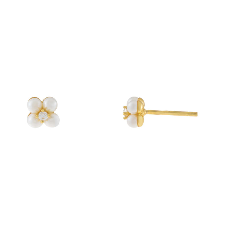 Pearl White Pearl Flower Stud Earring - Adina Eden's Jewels