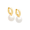Pearl White Pearl Dangle Huggie Earring - Adina Eden's Jewels