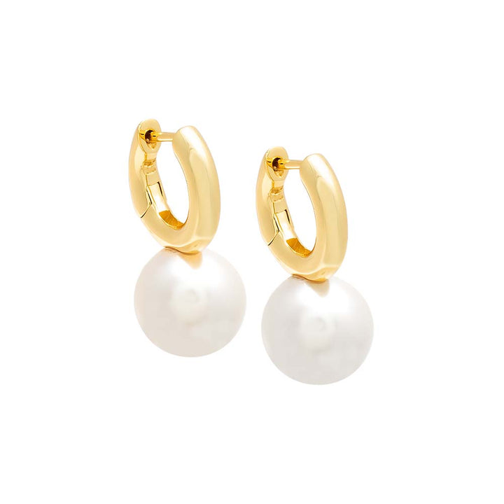 Pearl White Pearl Dangle Huggie Earring - Adina Eden's Jewels
