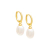 Pearl White Pearl Drop Huggie Earring - Adina Eden's Jewels