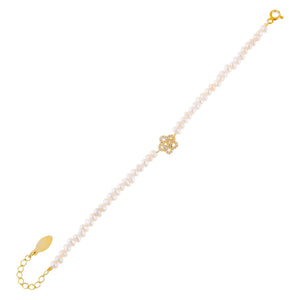 Pearl White CZ Rose Pearl Bracelet - Adina Eden's Jewels