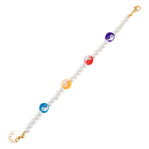 Multi-Color Yin & Yang Pearl Bracelet - Adina Eden's Jewels