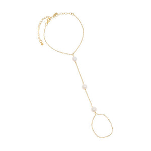 Pearl White Pearl Handchain Bracelet - Adina Eden's Jewels