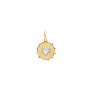 Gold Colored Stone Heart Medallion Necklace Charm - Adina Eden's Jewels