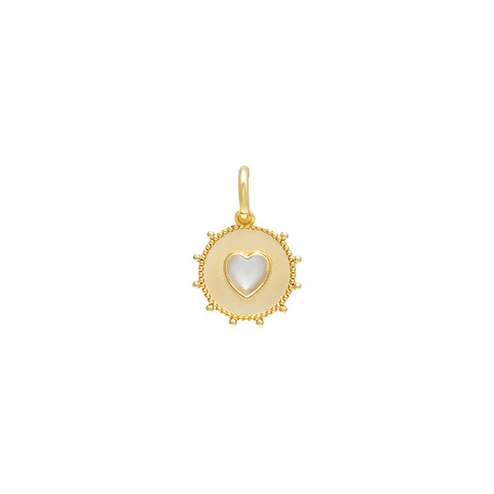 Gold Colored Stone Heart Medallion Necklace Charm - Adina Eden's Jewels