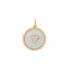 White Pave Mother Of Pearl Heart Coin Necklace Charm - Adina Eden's Jewels