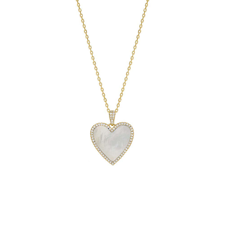 Gold Pave Outlined Heart Stone Necklace - Adina Eden's Jewels