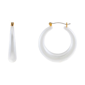 Pearl White Wide Pearl Hoop Earring - Adina Eden's Jewels