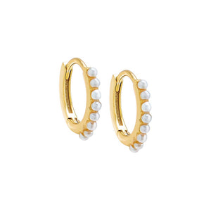 Pearl White / Pair Mini Multi Pearl Huggie Earring - Adina Eden's Jewels