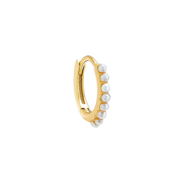 Pearl White / Single Mini Multi Pearl Huggie Earring - Adina Eden's Jewels