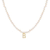 Pearl White / B CZ Initial Pearl Necklace - Adina Eden's Jewels