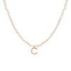 Pearl White / C CZ Initial Pearl Necklace - Adina Eden's Jewels