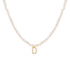 Pearl White / D CZ Initial Pearl Necklace - Adina Eden's Jewels